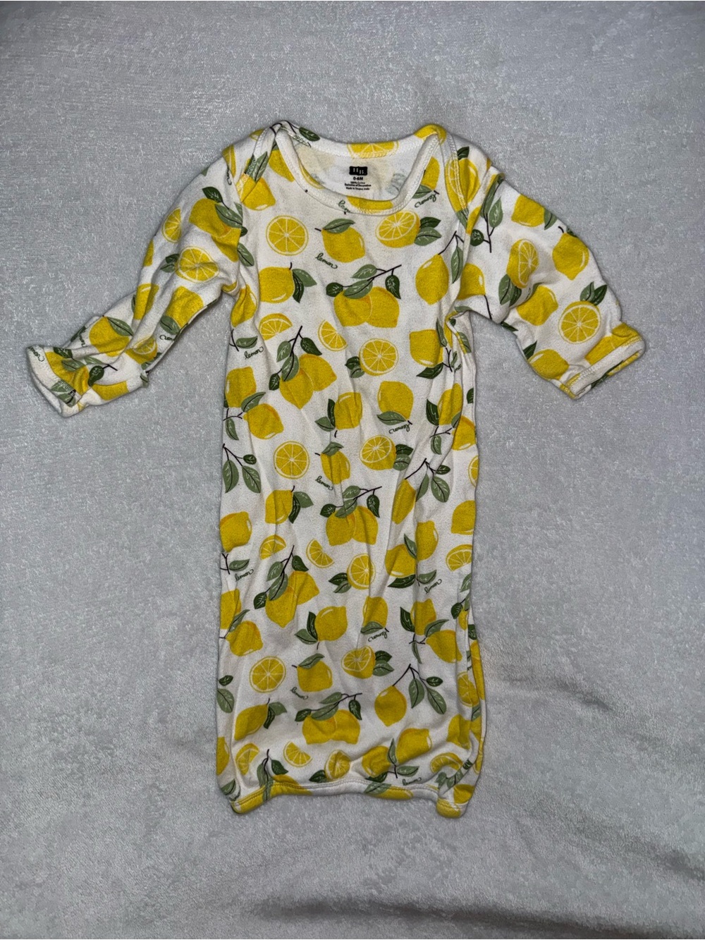 Hudson Baby white lemons 0-6 months cotton sleep gown and